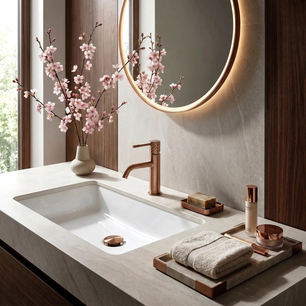Rubinetto Da Lavabo Rea Lungo Diamond Brush Copper