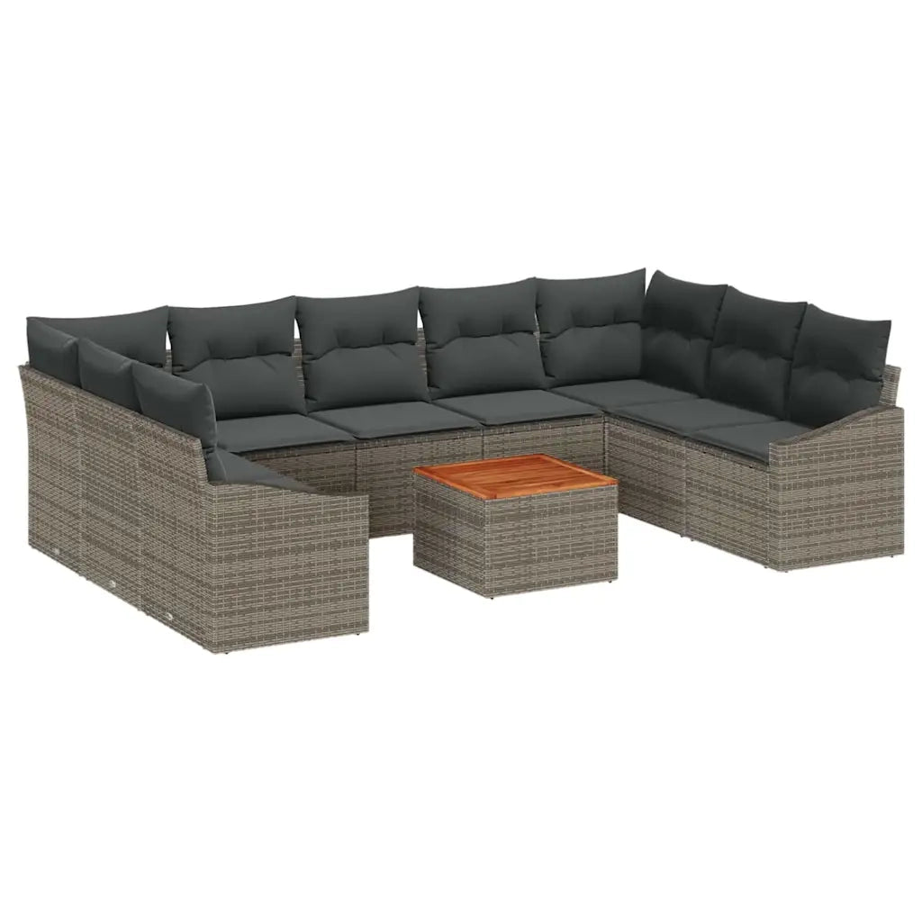 Set Divano da Giardino 10 pcs Grigio polyrattan 3356543