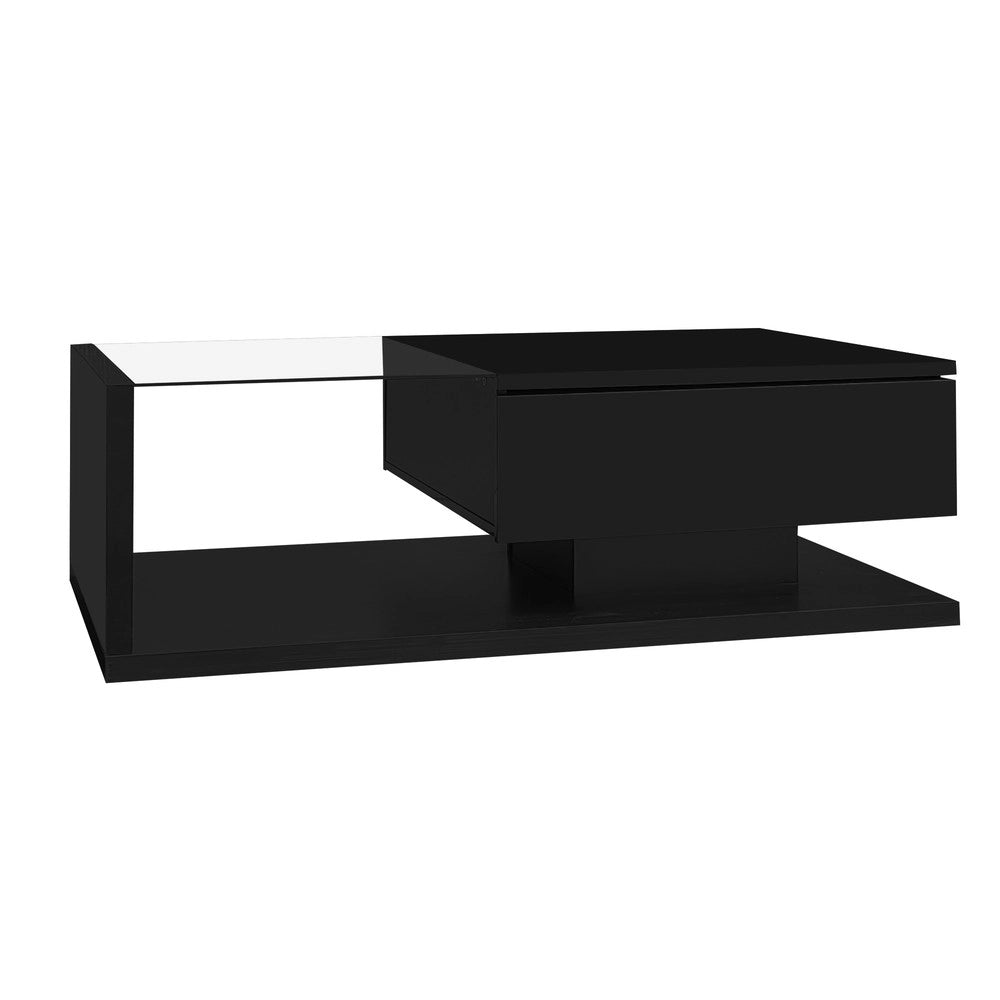 Tavolino da Caff¨¨ con LED e Vetro ¨C MINIMAL ¨C Nero Lucido