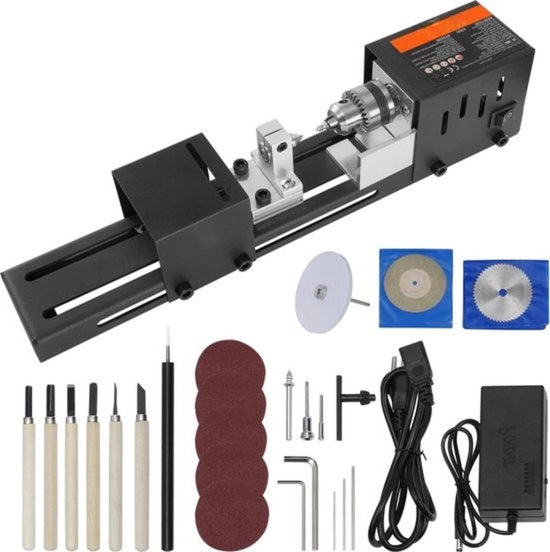 Mini Banco a Viti in Legno Compatto - Incluso Accessori - Nero
