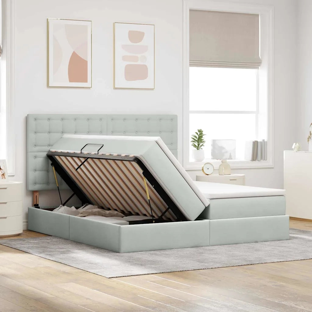 Letto con Contenitore Grigio chiaro 180 x 200 cm Velluto