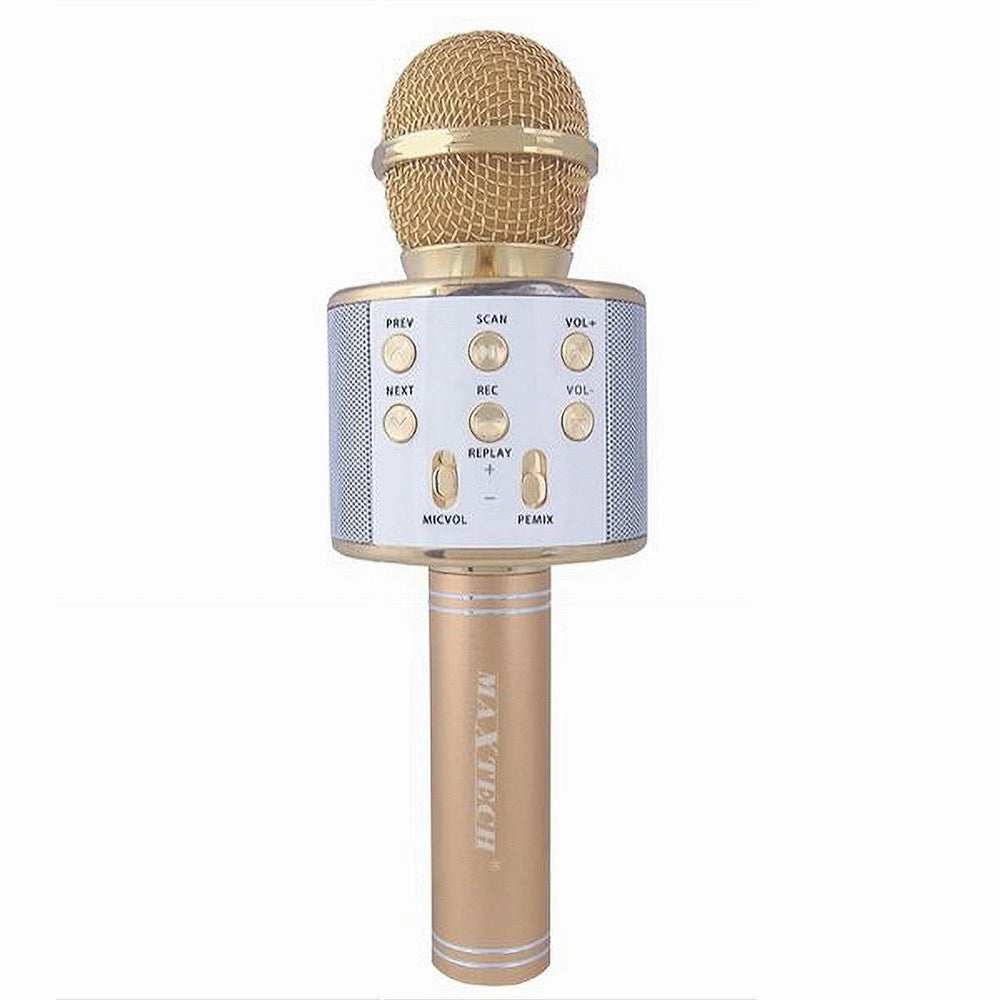 Trade Shop - Microfono Altoparlante Bluethoot Wireless Con Speaker Karaoke Maxtech Mic-06 -