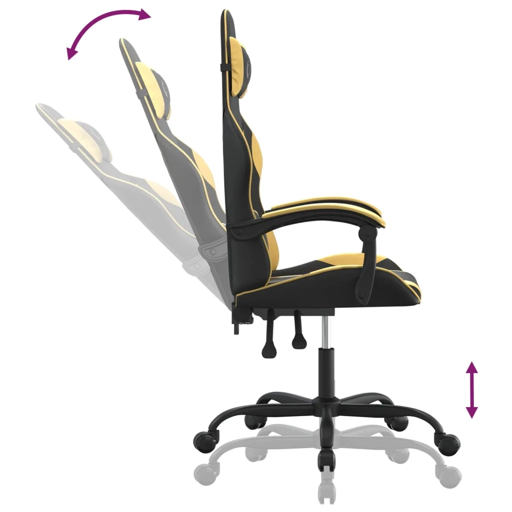 Sedia da Gaming Girevole Nera e Oro in Similpelle 349569