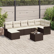 Set Divano da Giardino con cuscino 8 pcs Marrone Poly Rattan