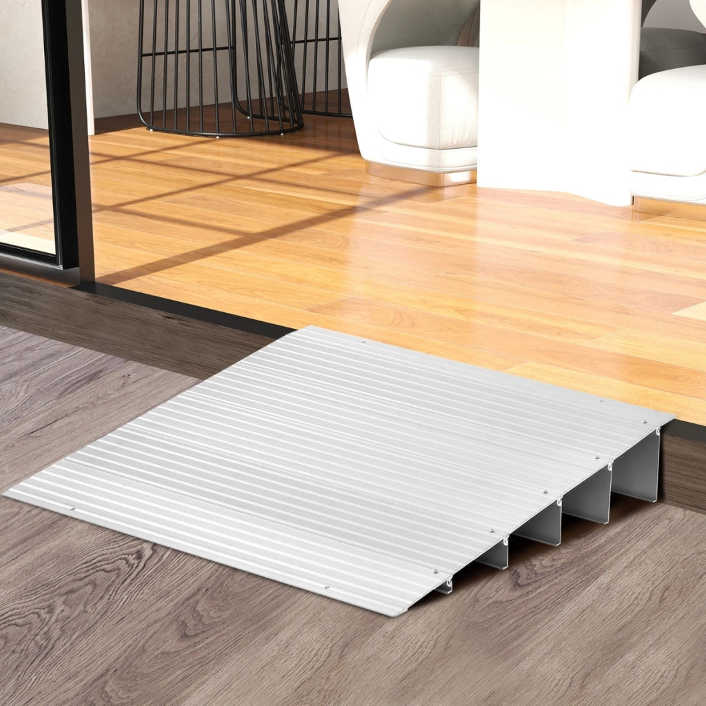 Rampa per soglia porta in alluminio con altezza regolabile, Rampa d'accesso antiscivolo portata 317kg 86,5x66,5x13cm-Salute e bellezza