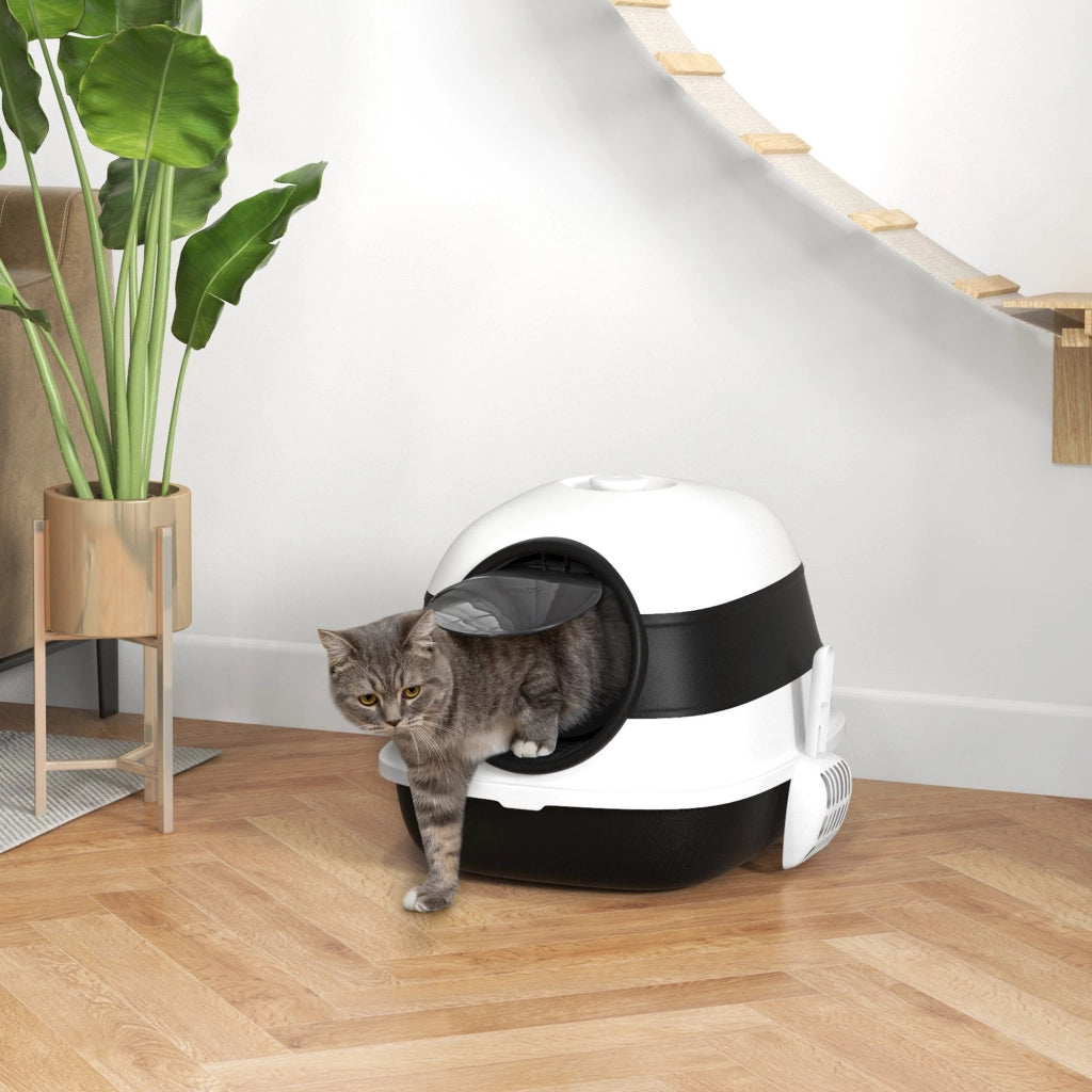 Lettiera per Gatti Chiusa ¨C Minimal ¨C 52x41x38 cm Bianca e Nera