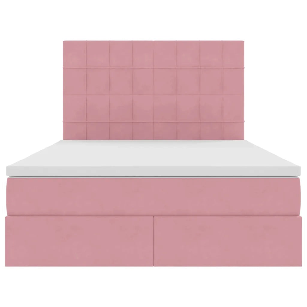 Letto con contenitore e materasso Rosa 140 x 200 cm Velluto