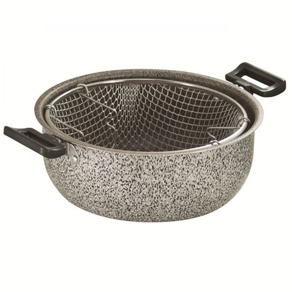 Trade Shop - Pentola Friggitrice In Alluminio Rivestimento Antiaderente Con 2 Manici 24cm 036657m -