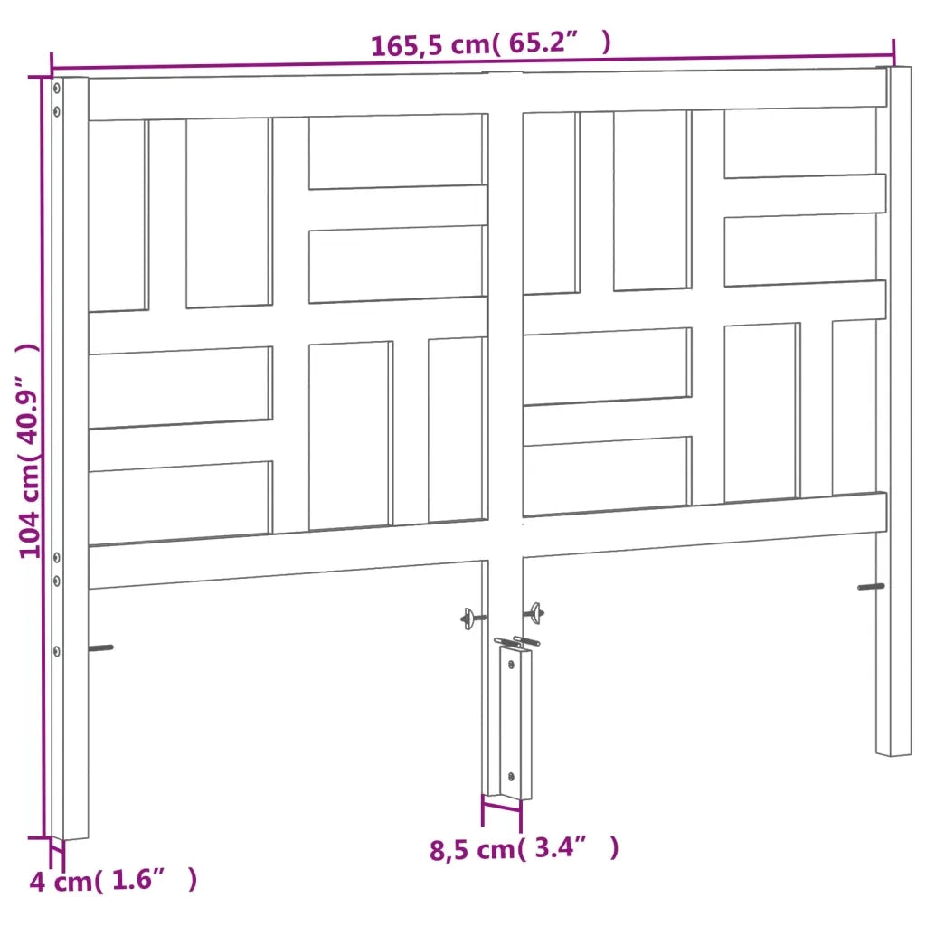 Testiera-Testata-Testiera Decorativa Marrone Cera 160 cm in Legno Massello di Pino 570034