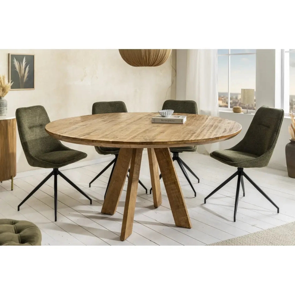 Tavolo da pranzo ELYA – Rotondo diametro 140 cm – Legno massiccio di mango – Stile rustico