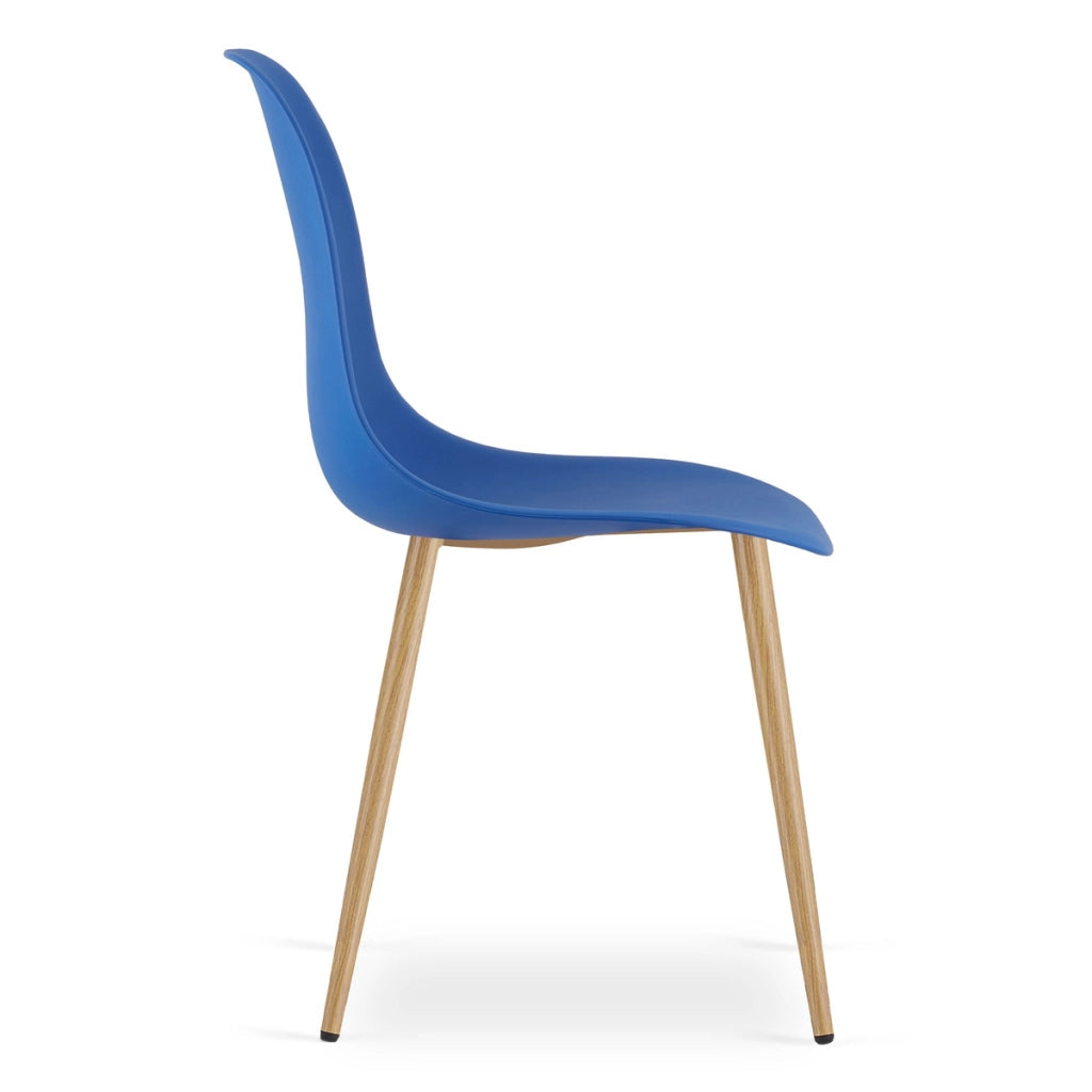 Set di 2 sedie moderne WAT blu con gambe effetto legno