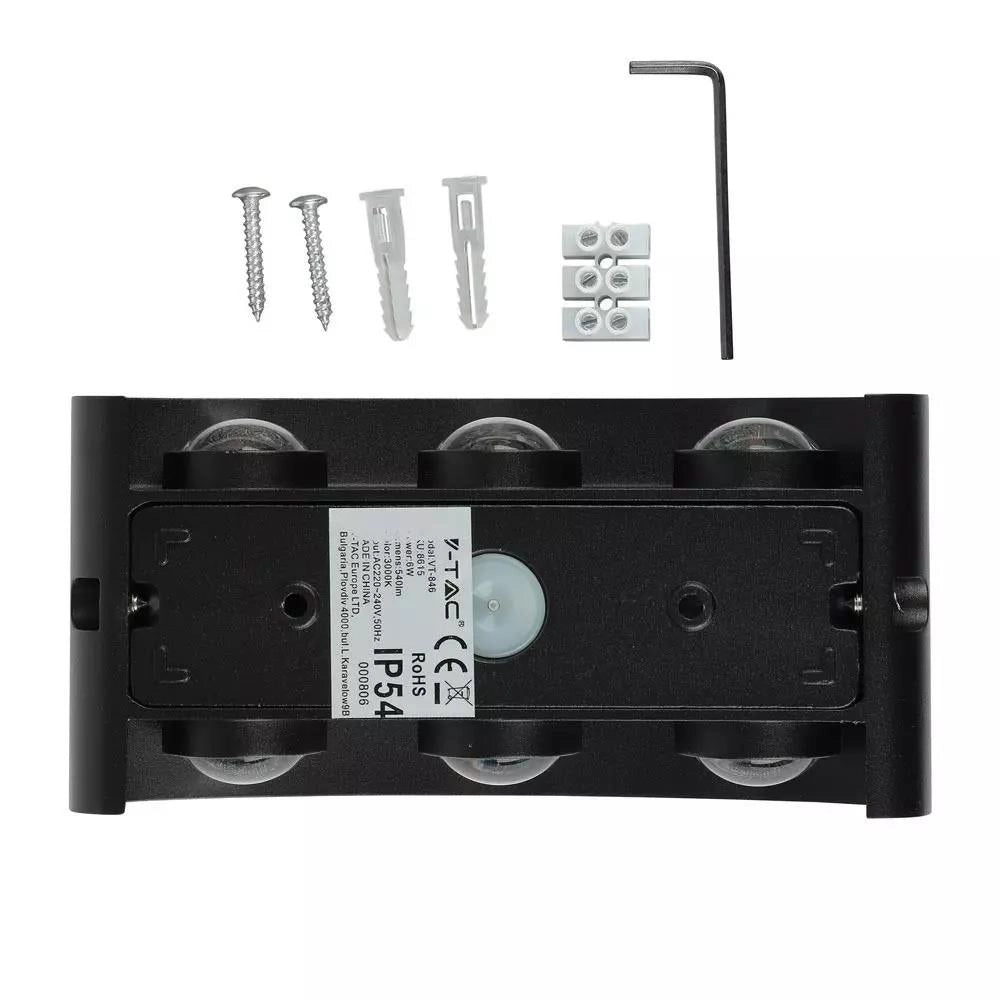 Applique V-TAC VT-846 LED 6W nera IP54 4000K 630lm