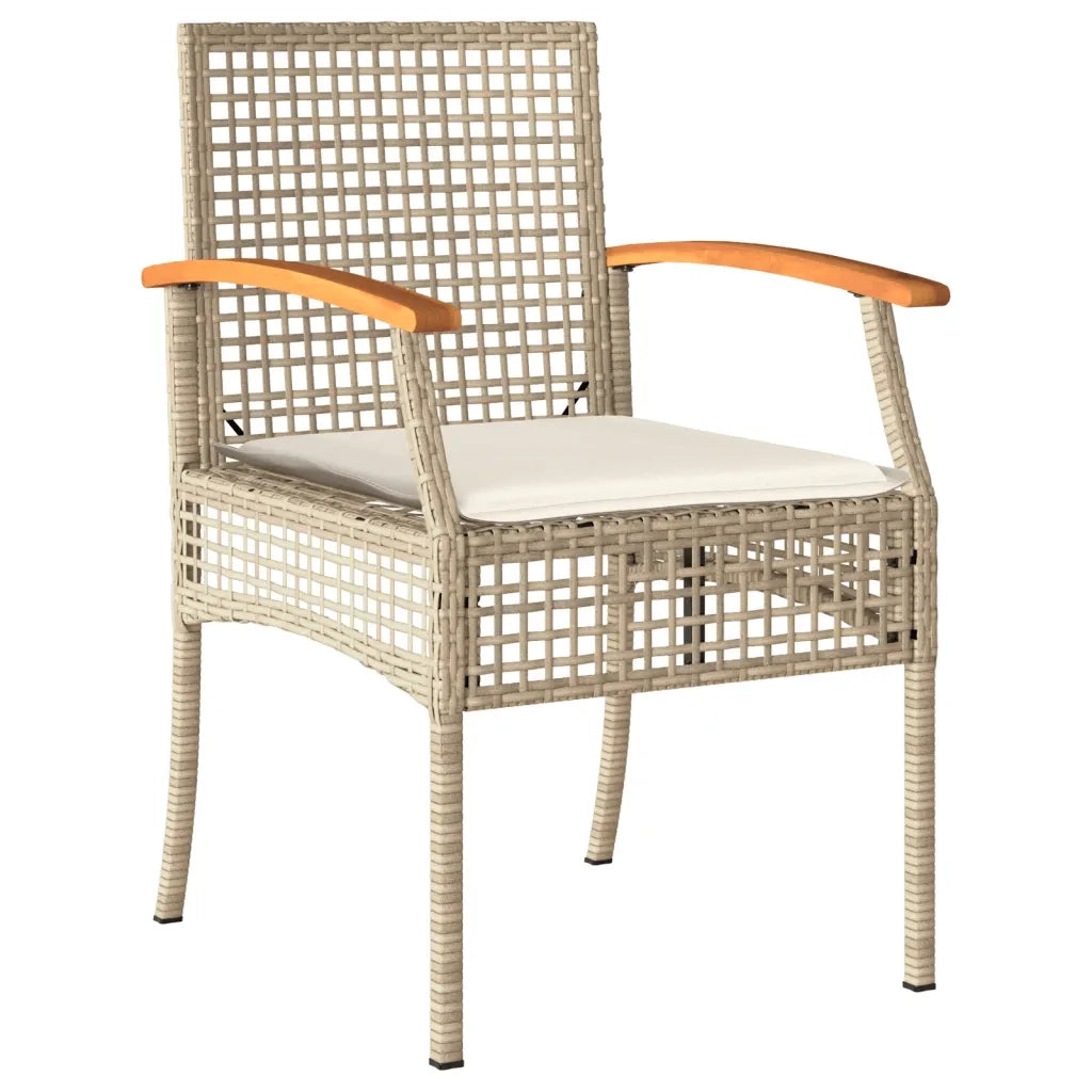Set da Pranzo da Giardino 5 pz con Cuscini Beige in Polyrattan 3213626
