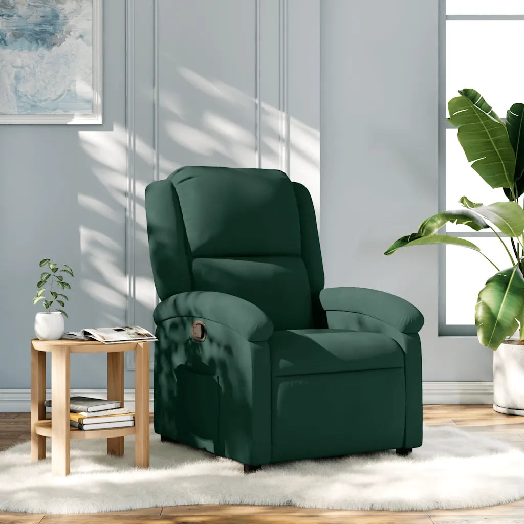 Poltrona | Sedia Relax Reclinabile Verde Scuro in Velluto
