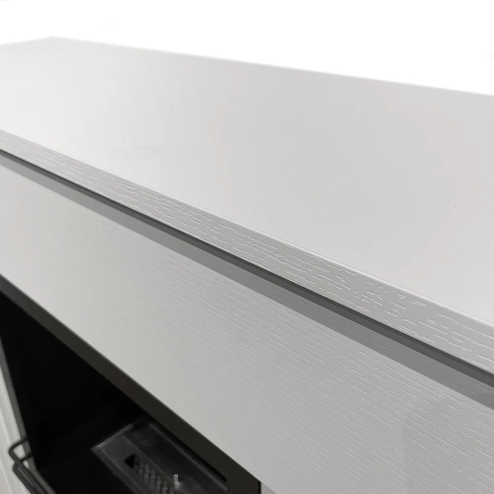Camino elettrico caminetto da terra BELLINI in legno Bianco Made in Italy L96 x P35 x H96