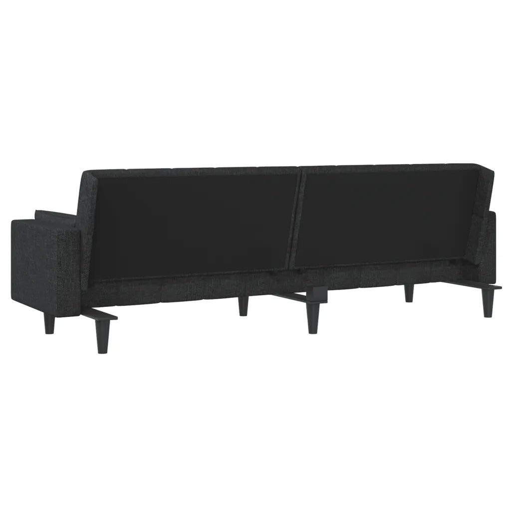 Divano Letto a 2 Posti con 2 Cuscini-Sofa Letto 2 Posti-Daybed Nero in Tessuto 304871