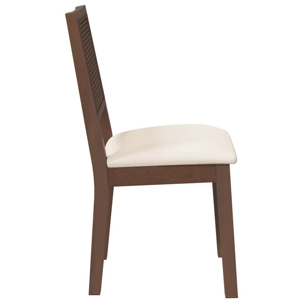 Sedie da Pranzo con Cuscini 2 pz | Sedie da cucina Marrone Legno Massello di Hevea