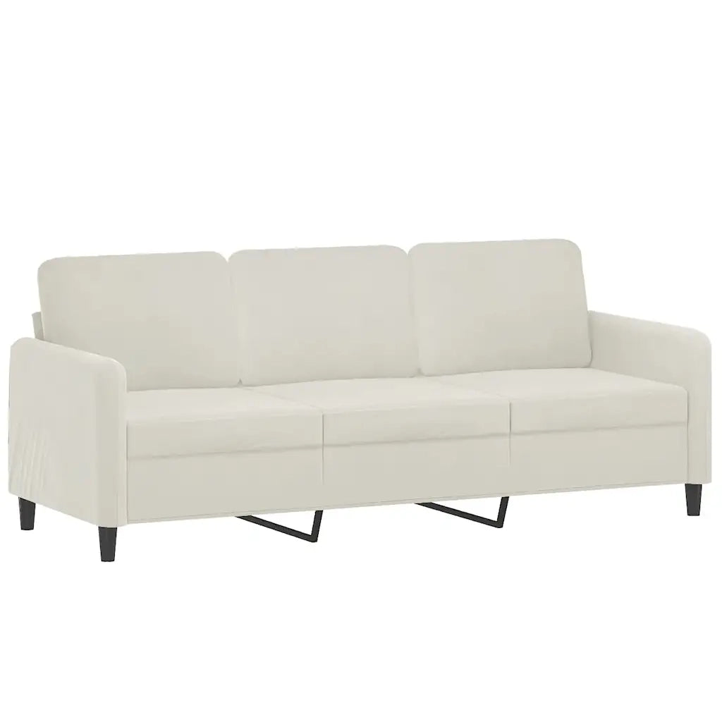 Divano a 3 Posti con Cuscini Crema 180 cm in Velluto 3200899
