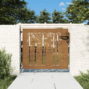 Cancello da giardino 85x75 cm in acciaio Corten e design in bambù 153232