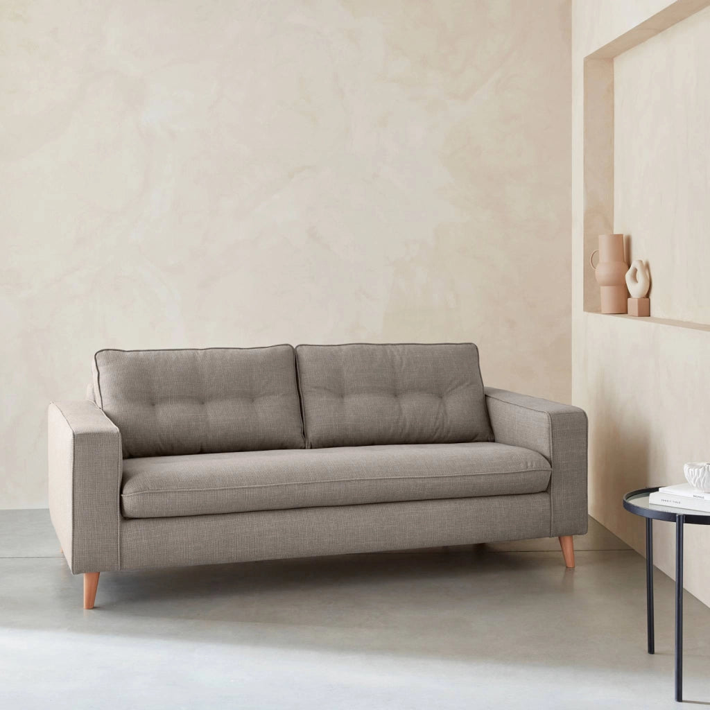 Divano letto convertibile con materasso, 3 posti, beige