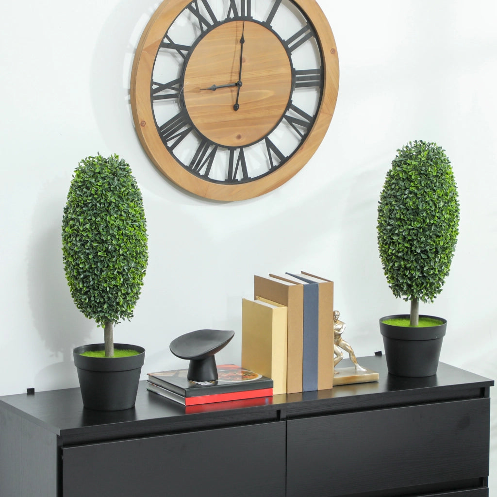 Set 2 Piante Artificiali ¨C Xylo ¨C UV-Resistenti con Vaso Cemento Verde