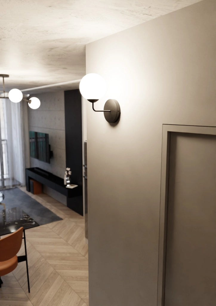 Applique Emibig Pregos K1 E14 1 luce nera vetro acciaio