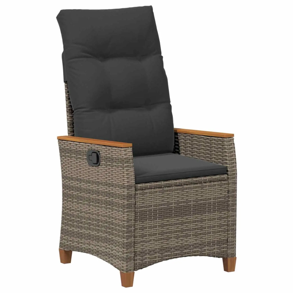 Sedia da giardino reclinabile Grigio e Grigio Scuro polyrattan 42026860