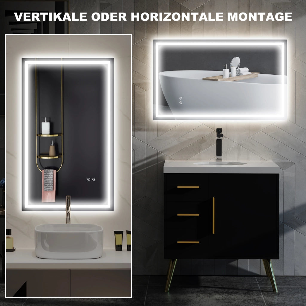 Specchio da Bagno LED ¨C zephmum ¨C Bianco 60x30x5