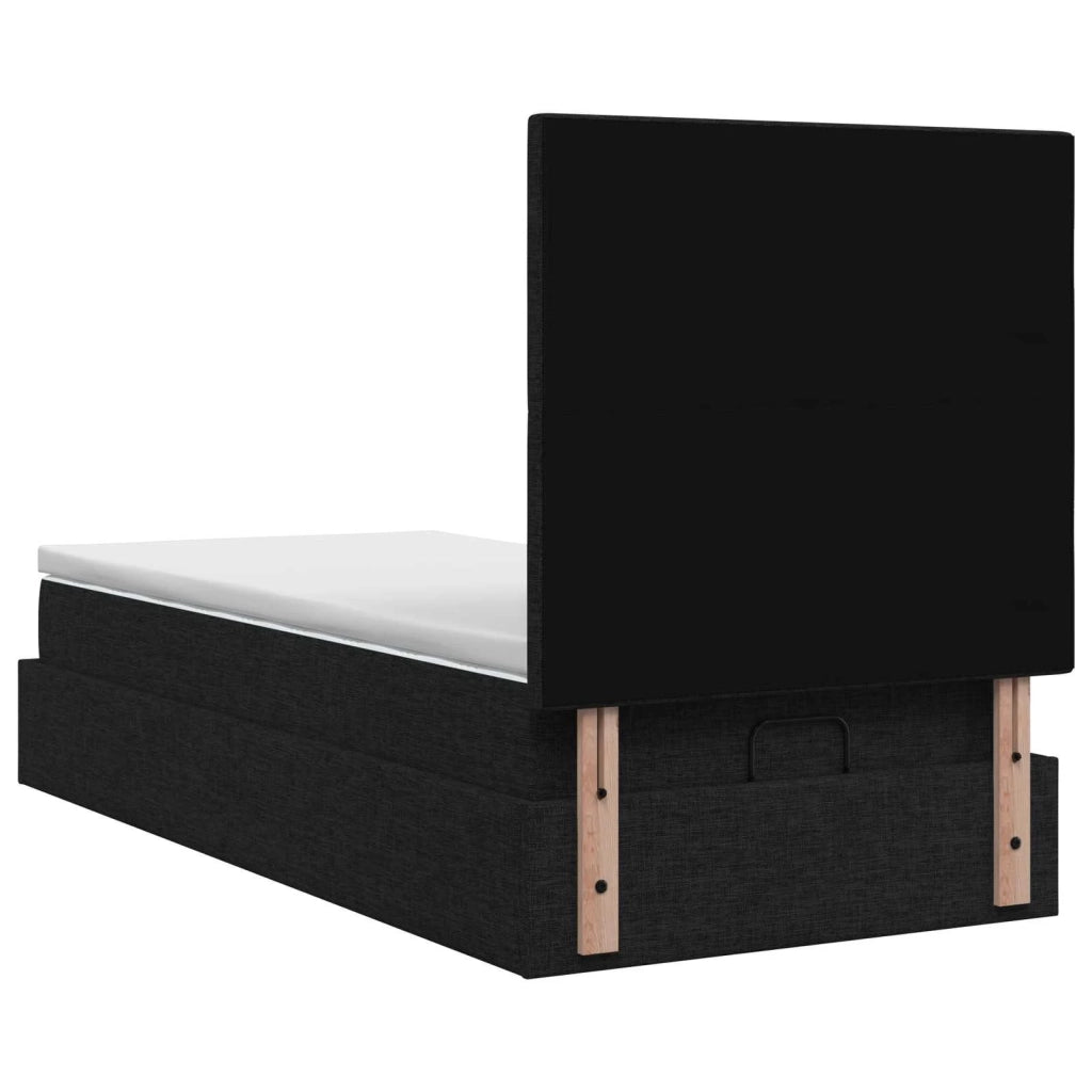 Letto Ottomano con Materasso e LED Nero 90 x 190 cm Tessuto 3458036