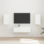 Set di Mobiletto da TV a Parete 4 pcs Bianco Legno multistrato