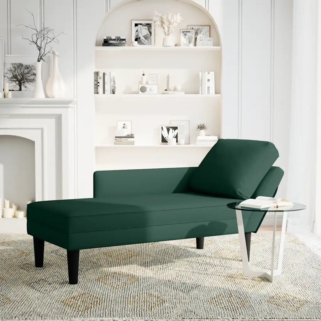 Sdraio con Cuscino e Bracciolo Destro in Velluto Verde Scuro CFW4804546