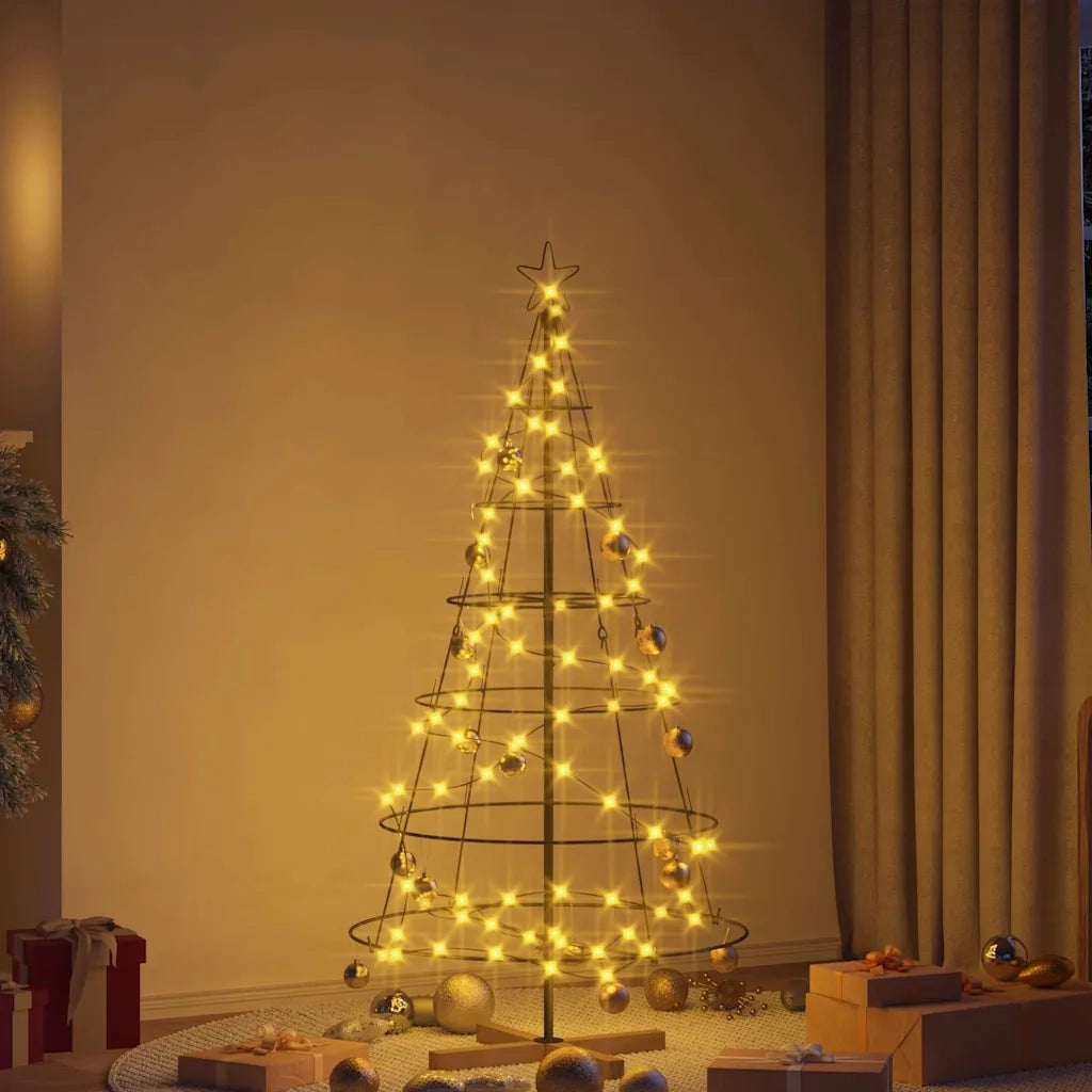 Albero a Cono di Natale con supporto Nero 154 cm Acciaio 42019160