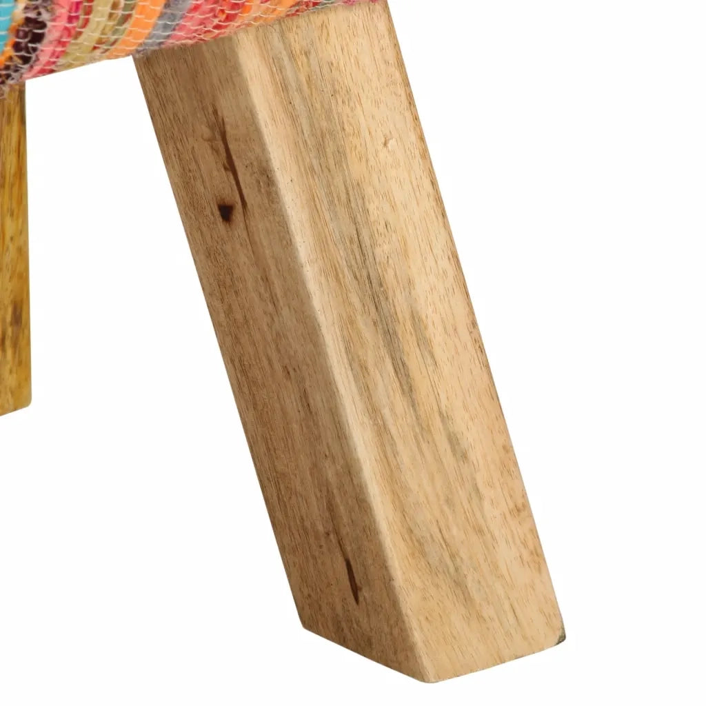 Panca Multicolore 160 cm Tessuto Chindi e Legno Massello Mango 359636