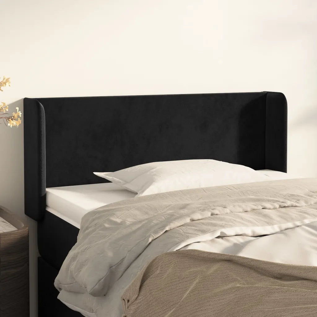Testiera ad Orecchio-Testata con Orecchie Nera 103x16x78/88 cm in Velluto 689817