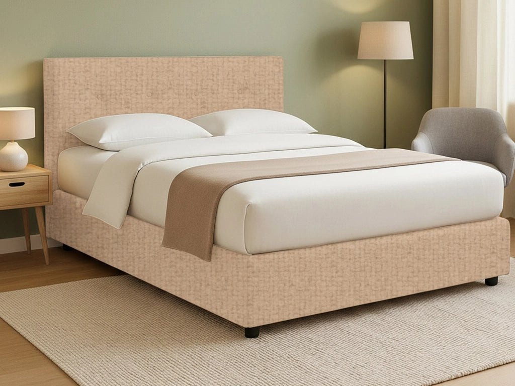 Luton, Letto Piazza e Mezza Sfoderabile Made in Italy, Beige
