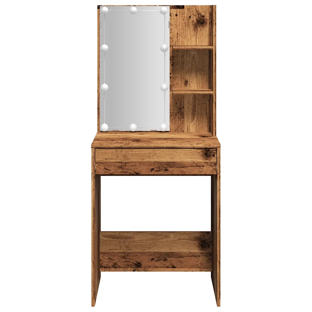 Toeletta con LED Legno Antico 60x40x140 cm 856999