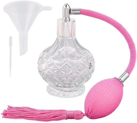 Flacone di Parfum 100ml con Spruzzatore per Olio e Lotion Rosa con Cristalli