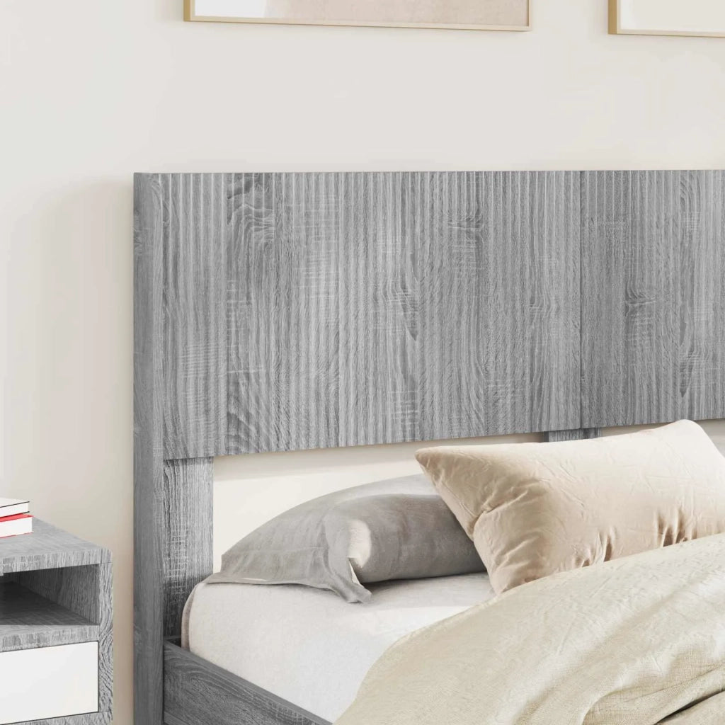 Letto da camera | Struttura del letto con stoccaggio e testata Sonoma grigio