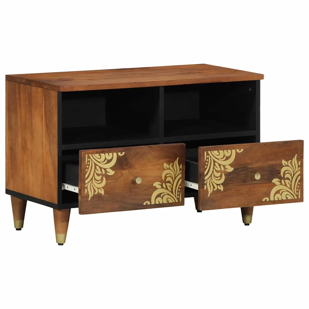 Mobile TV Marrone miele 70 x 33 x 46 cm Legno di mango massello 4018737