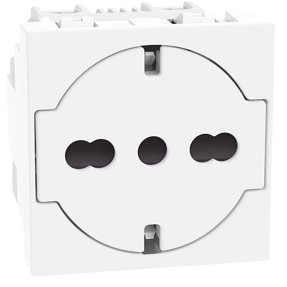 Presa flat bticino standard italia p40 bipasso 2p+t 16a superficie a scomparsa *** colore bianco, confezione 1