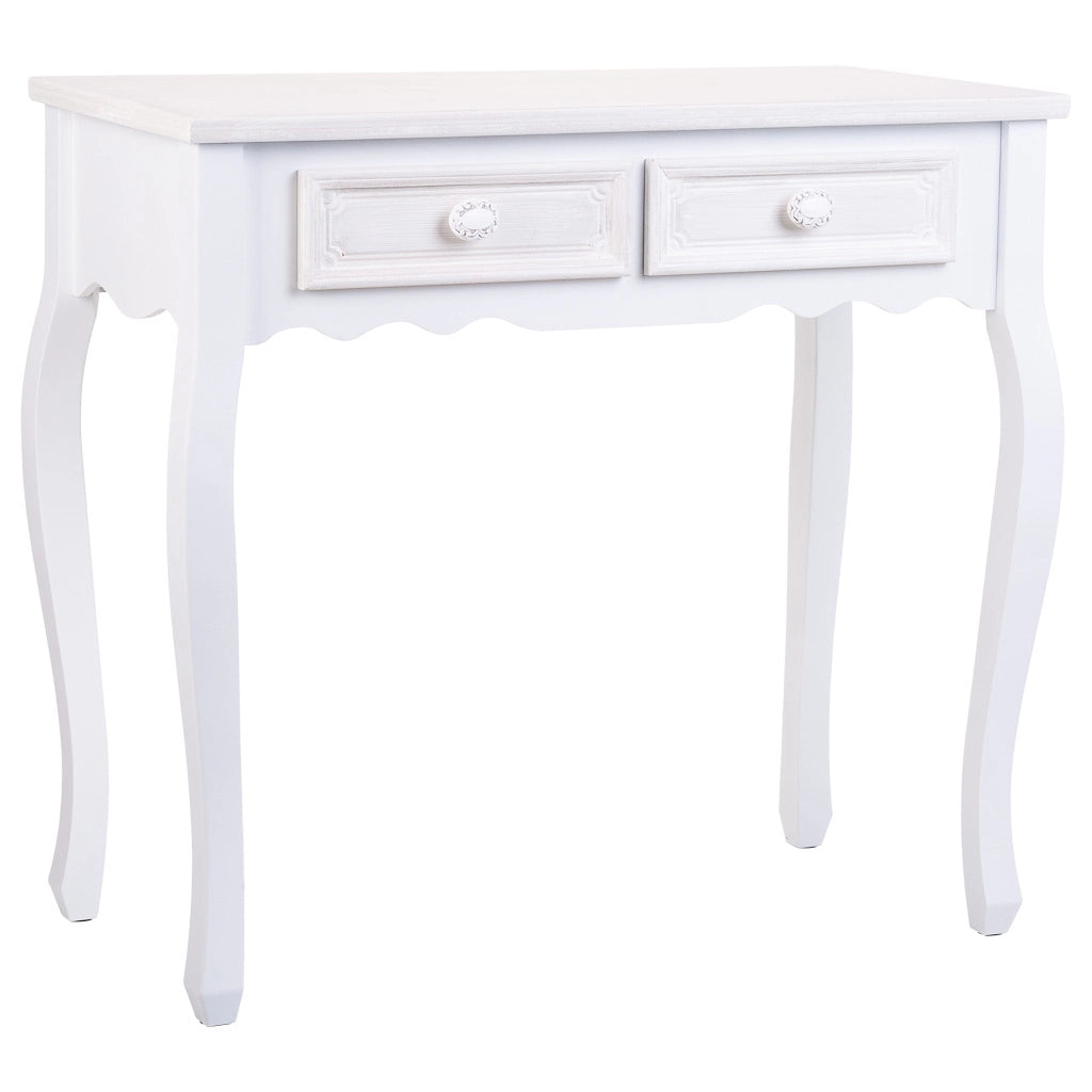 Mobile da ingresso in legno con 2 cassetti bianchi 80x40x75