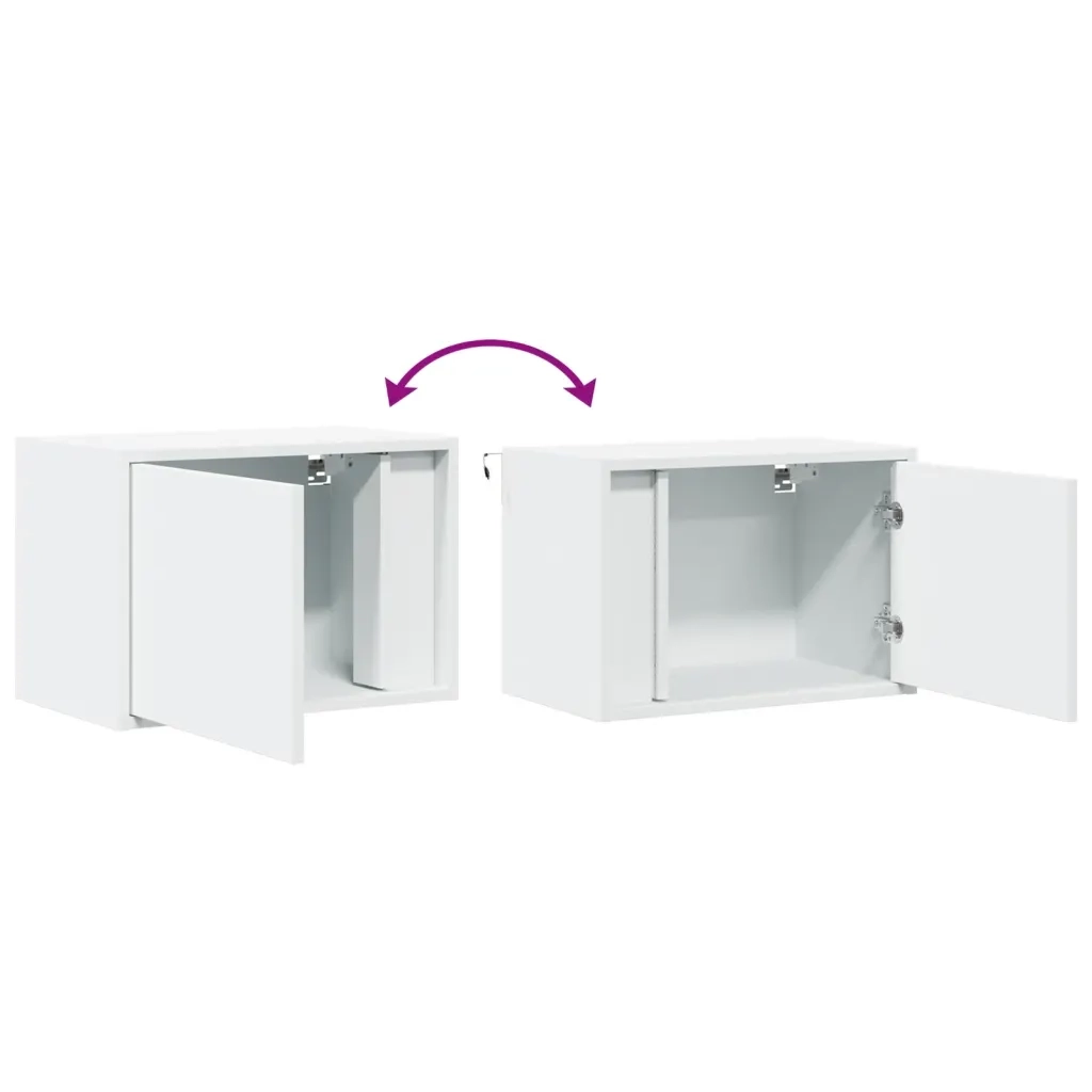 Comodino | Armadio da Notte | Mobiletto da notte a Parete con Luci LED Bianco