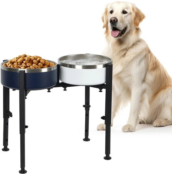 Standarizzazione per cani - Sollevabile - Elevata ciotola per cani - Ciotola per cibo in metallo - Adatto per cani grandi/midi/piccoli - Altezza di alimentazione confortevole - Standarizzazione per ciotola per cani