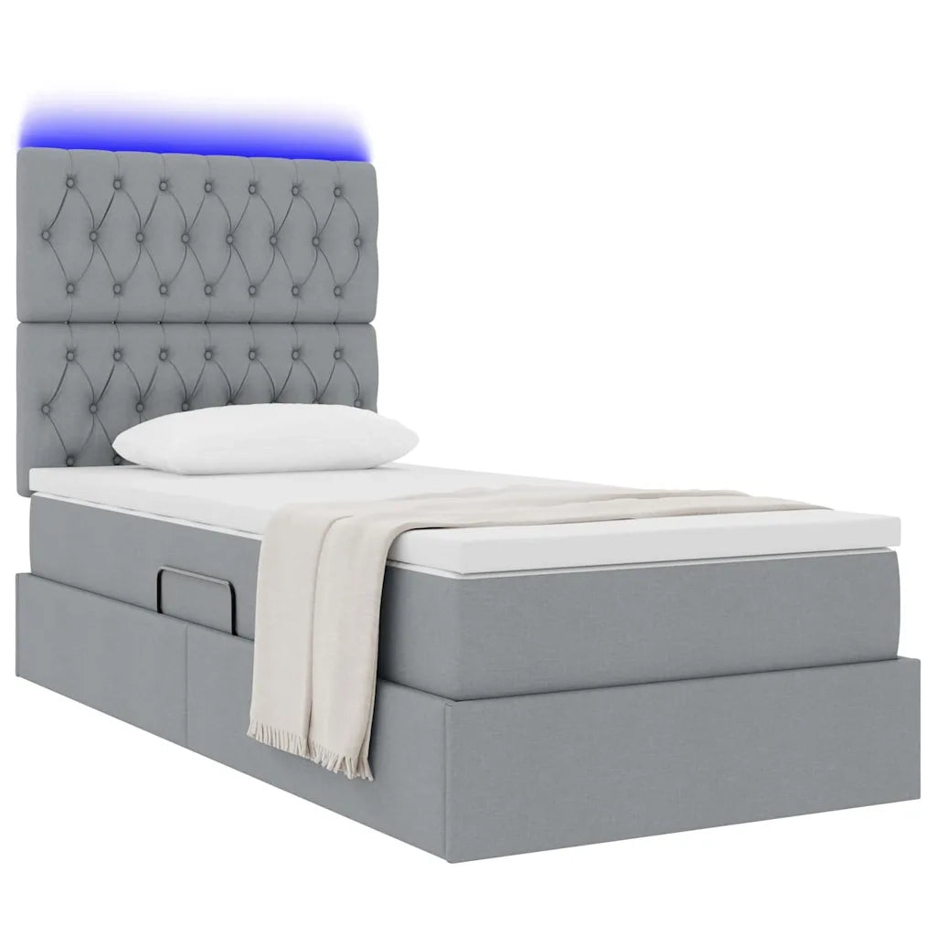 Letto con contenitore e LED con led Grigio chiaro 100 x 200 cm 3372459