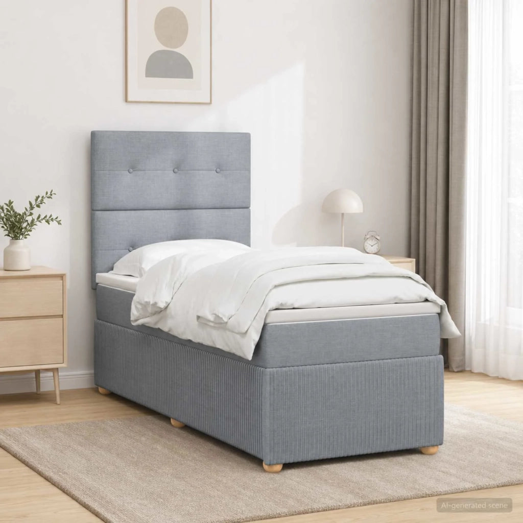 Letto box spring con materasso Grigio Chiaro 90 x 200 cm 3454305