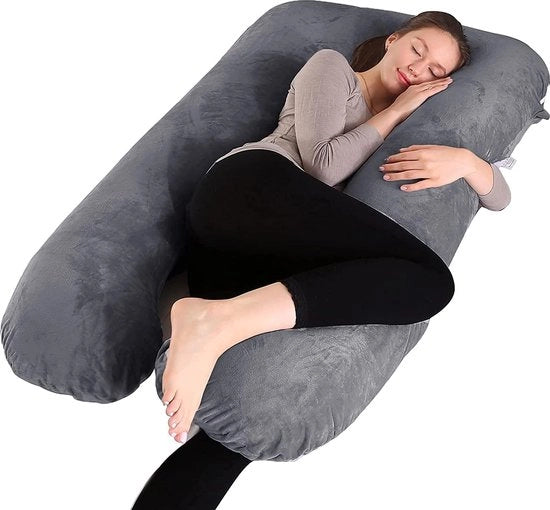 Cuscino per Maternità XXL a U con Copertura Removibile e Lavabile