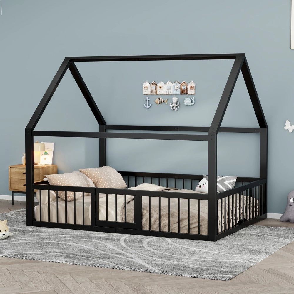Letto in Metallo per Bambini ¨C MINIMAL ¨C Nero 140x200