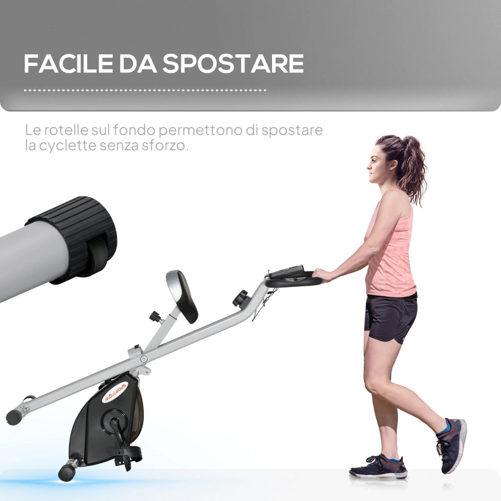 Cyclette Pieghevole Magnetica 8 Livelli Display LCD ¨C Zephmum ¨C Grigio e Nero