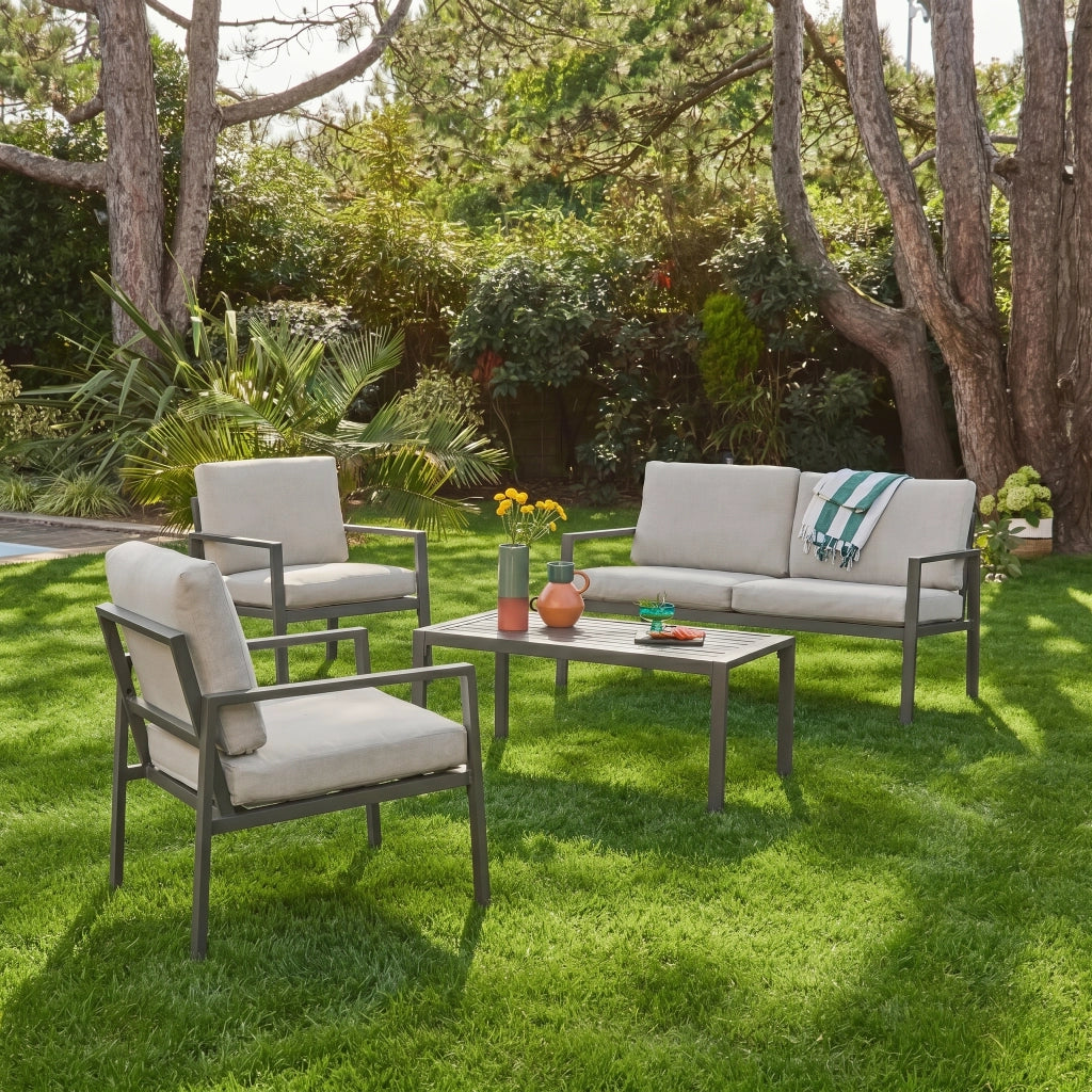Salotto da giardino in alluminio, 4 posti, antracite