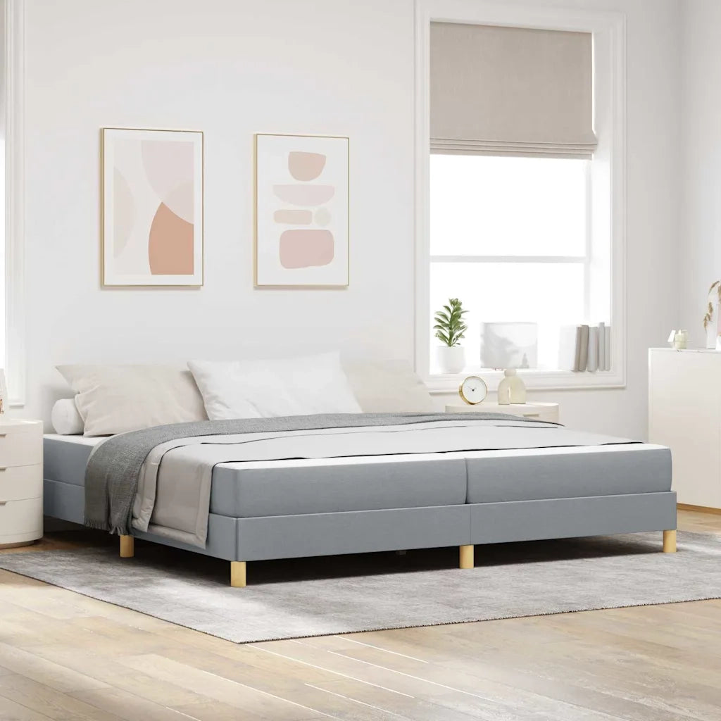 Letto a molle con materasso Grigio chiaro 200 x 200 cm Tessuto